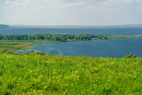 Sommerlandschaft Fluss Europäischen Teil Der Welt Sonnig Warmer Tag Grüne — Stockfoto