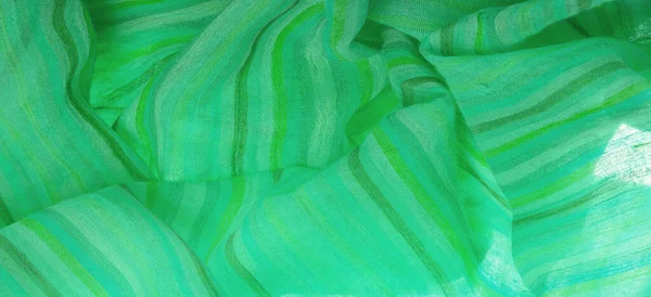 Green Fabric Material Textile Art Background Stripes Walpaper Photo Template — 스톡 사진