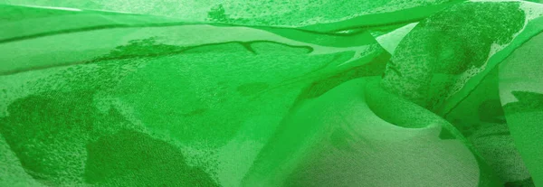 Abstract Green Silk Chiffon Fabric Art Mockup Spring Green Color — Fotografia de Stock