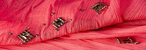 Silk Pattern Red Yellow Brown Velvet Fabric Dense Fabric Silk — Stock Fotó