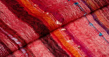 Red wool scarf. A quality and delicate scarf that gives an elegant and upscale look to any design. smooth sequined striped prints