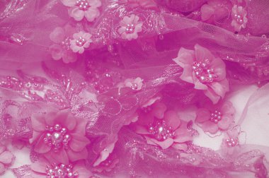 Doku kırmızı. Doku. Geçmişi. şablon. Bu kırmızı bir ağ danteli kumaşa dikilmiş yüksek kalite yakut kırmızı pullu bir işlemedir. kartpostal, poster, doku veya duvar kağıdı için kullan