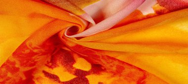 silk fabric, female color scarf with yellow red-brown colors. The gorgeous design is based on attractive background images. You will be the best