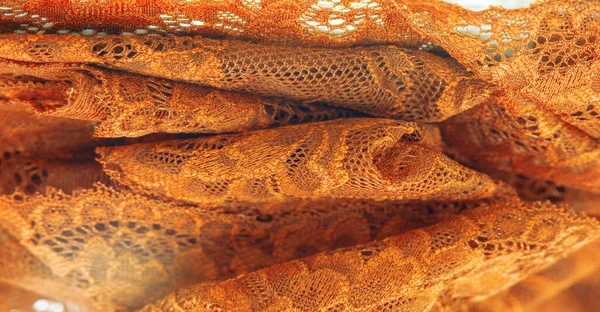 Renda Amarela Laço Jacquard Têxtil Elástico Elegante Item Decorativo Para — Fotografia de Stock