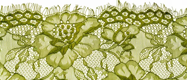 Green Lace Fabric White Background Fancy African Tulle Lace Fabric — Stock fotografie