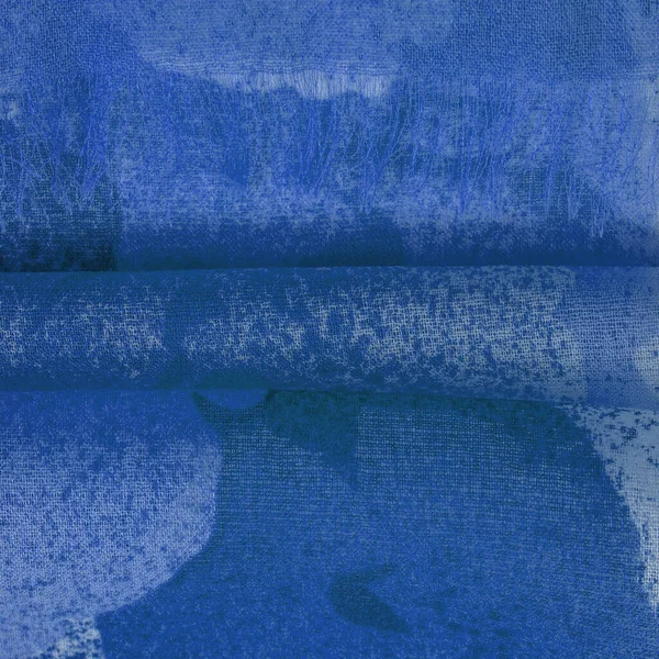 Абстрактна Синя Шовкова Шифонна Тканина Художнє Компонування Кольорі Джинсового Шовку — стокове фото