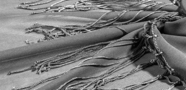 Natural Black Scarf Beautiful Nylon Satin Imitation Silk Wonderful Shine — Stock Photo, Image