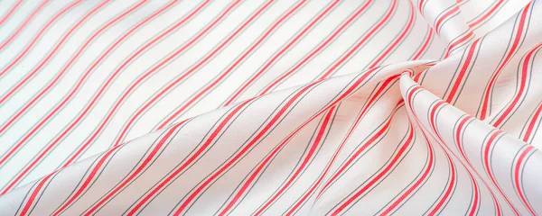 White Silk Fabric Red Gray Stripes Narrow Stripe Line Stroke — Stock Photo, Image