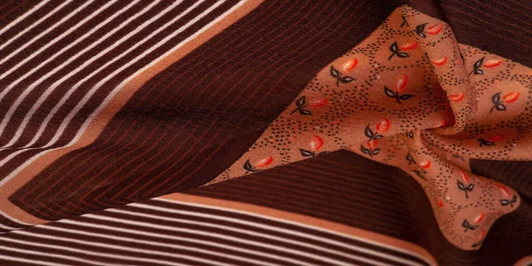 silk fabric, brown background with striped pattern of white and red lines, spanish theme, texture, pattern, collection