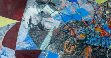 Oil paints, abstract drawing with colored paints with an unusual fantastic structure. Fashion illustration modern artwork allegory my original watercolor painting impressionism symbolism