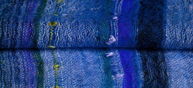 Blue wool scarf. A quality and delicate scarf that gives an elegant and upscale look to any design. smooth sequined striped prints