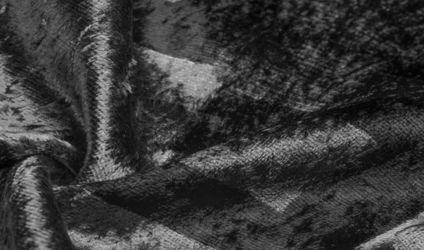 黑色和白色天鹅绒织物 稠密的丝 棉或尼龙织物 一边有厚厚的短绒头 — 图库照片