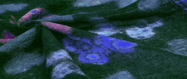 Зеленая Шерстяная Ткань Красивым Отпечатком Бабочки Зеленый Красно Синий Декор — стоковое фото