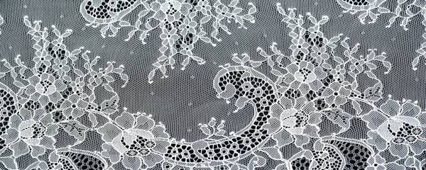 White Lace Fabric Black Background Our Collection Lace Fabrics Delightfully — 图库照片