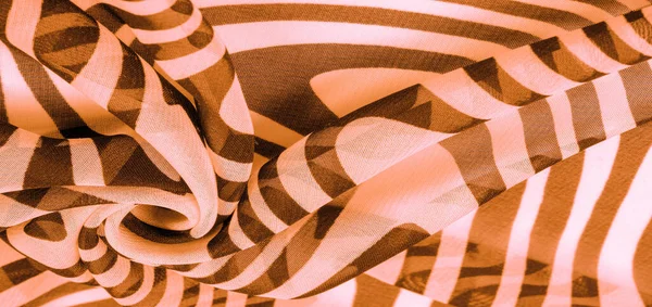 Ilk Tecido Linhas Abstratas Marrons Brancas Forma Mágica Padrão Abstrato — Fotografia de Stock