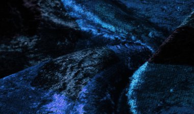 Mavi kadife kumaş, kalın ipek kumaş, pamuk ya da naylon bir tarafı kalın, kısa bir yığın. Doku, desen, tasarım