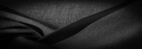 Seda Gasa Negra Oscura Tejido Suave Transparente Con Una Ligera — Foto de Stock