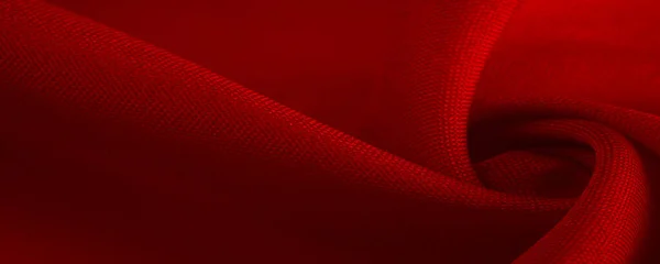 Rött Silke Tyg Vacker Slät Elegant Vågig Ruby Satin Silke — Stockfoto