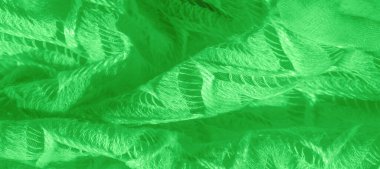 Yeşil kumaş, çok katmanlı ipek dantel, birinci sınıf kış örgü şalı. Desen, arkaplan, desen, ipek