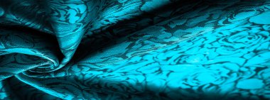 Çiçek desenli mavi ipek kumaş, olağanüstü hoş görsel duyular: güzel görünüş, eşsiz parlaklık, kabartmalı desen, kompozit tekstil