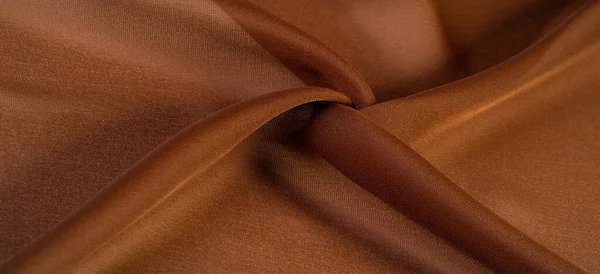 Silk Brown Fabric Yard Side Chocolate Silk Fabric Lightweight Silky — Stok Foto