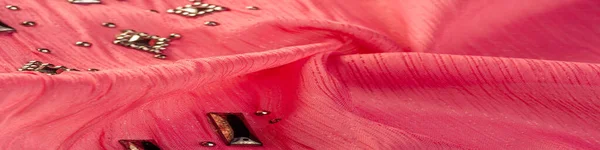 Silk Pattern Bright Red Silk Chiffon Fluttering Wind Daisy Shines — Stock Fotó