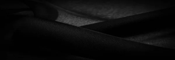 Seta Chiffon Nero Scuro Tessuto Morbido Trasparente Con Una Leggera — Foto Stock