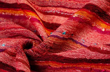 Red wool scarf. A quality and delicate scarf that gives an elegant and upscale look to any design. smooth sequined striped prints