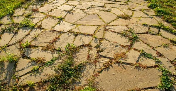 Stones Laid Ground Arrangement Sidewalks Texture Background Pattern — Foto de Stock