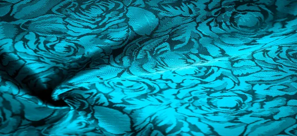 Tissu Soie Bleu Avec Motif Floral Des Sensations Visuelles Extraordinairement — Photo