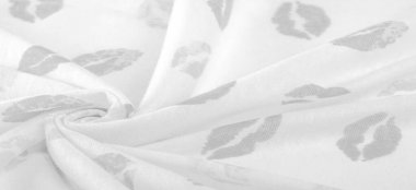 Doku, arkaplan, zemin bağlam, sevgi, folyo alan, dudak izi olan siyah beyaz ipek kumaş.