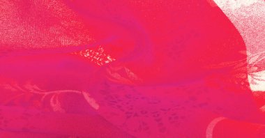 fabric, red silk with a floral pattern. Fragment of colorful retro silk textile pattern with floral ornament as background. Texture, design,