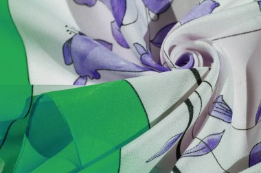 Arkaplan dokusu, desen, koleksiyon, ipek kumaş, kadın eşarbı, yeşil gölgeli mavi beyaz