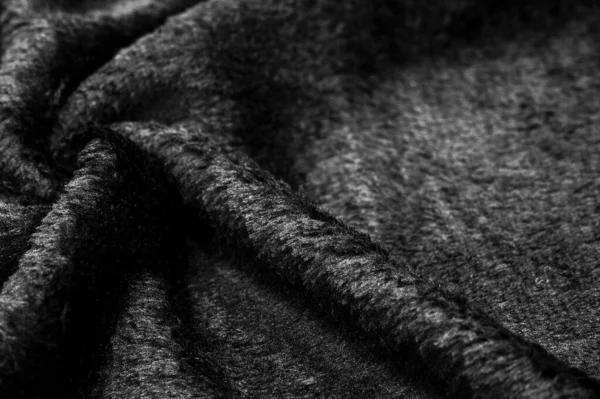 Velours Peluche Noir Tissu Avec Une Pile Uniforme Longue Moins — Photo