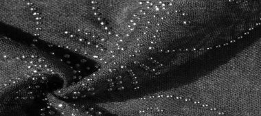Yapışkan cam taşlı siyah ipek. doku arkaplanı, kartpostal deseni,