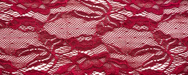 Czerwona Koronka Elastyczna Modna Koronka Żakardu Tekstylnego Dekoracyjny Przedmiot Seksownej — Zdjęcie stockowe