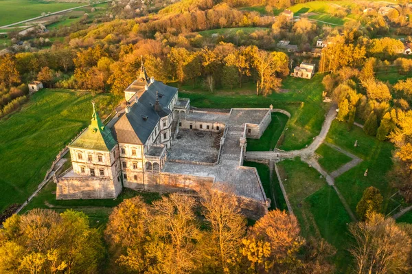 Vista Aérea Antigo Castelo Ucraniano Pidhirtsi Localização Aldeia Pidhirtsi Região — Fotografia de Stock