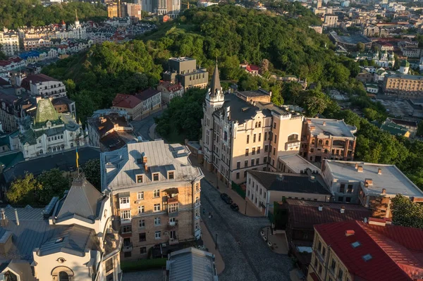 Andreevsky Descent Historical Old Street Kiev Aerial View — 图库照片