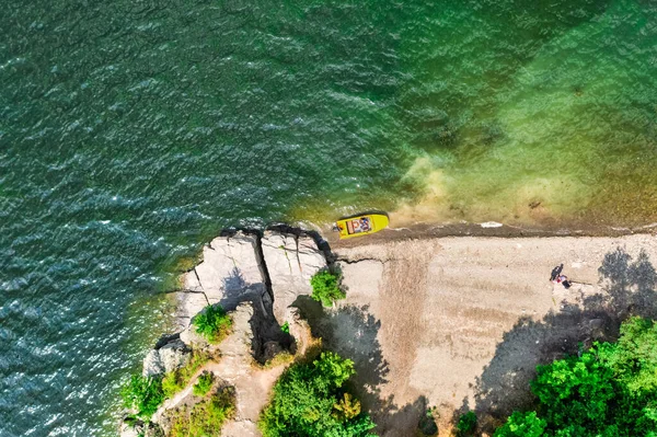 Aerial Photography Drone Beach Banks Dniester River Ukraine Bakota — Fotografia de Stock