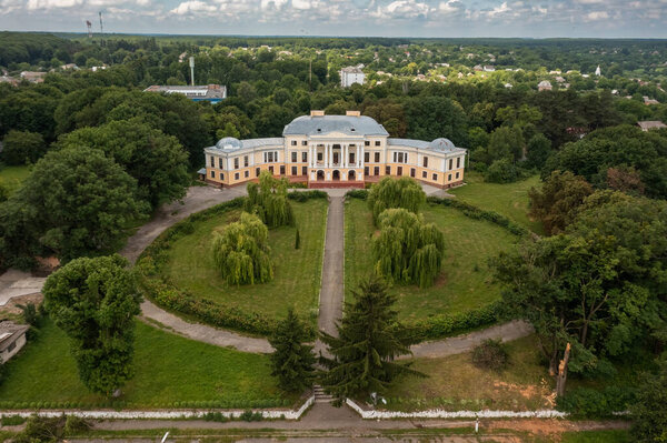 The ancient palace of the Grokholsky-Mozhaisky, in the village. Voronovitsa, Ukraine, aerial view.