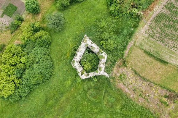 Pemandangan Udara Dari Reruntuhan Puri Sutkovets Kuno Terletak Ukraina — Stok Foto