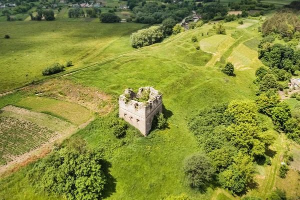 Vista Aérea Las Ruinas Del Antiguo Castillo Sutkovets Situado Ucrania — Foto de Stock