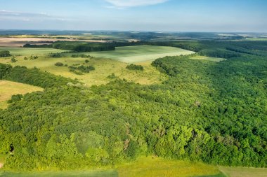 Bakota Ulusal Doğal Parkı, Podilski Tovtry, Ukrayna 'nın harika hava manzarası. Uçan bir drondan güzel bir manzara..
