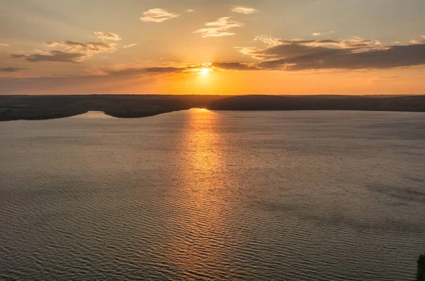 Magnificent Aerial View Dniester River Picturesque Banks Sunset Bakota National — Stock Photo, Image