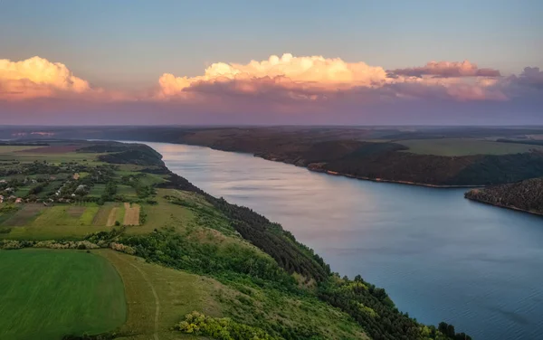 Magnifik Utsikt Över Floden Dniester Med Pittoreska Stränder Solnedgången Bakota — Stockfoto