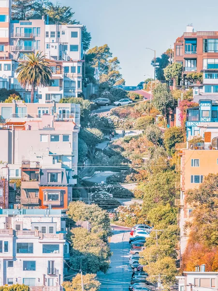 Lombard Street Most Famous Winding Street World City San Francisco — Stock Photo, Image