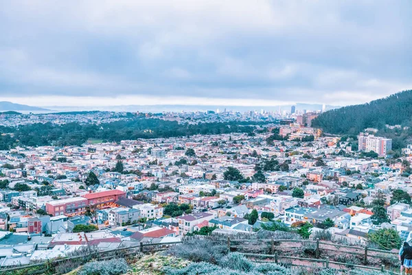 San Francisco Kalifornie Usa Října 2021 Večerní Pohled Město Vrcholu — Stock fotografie