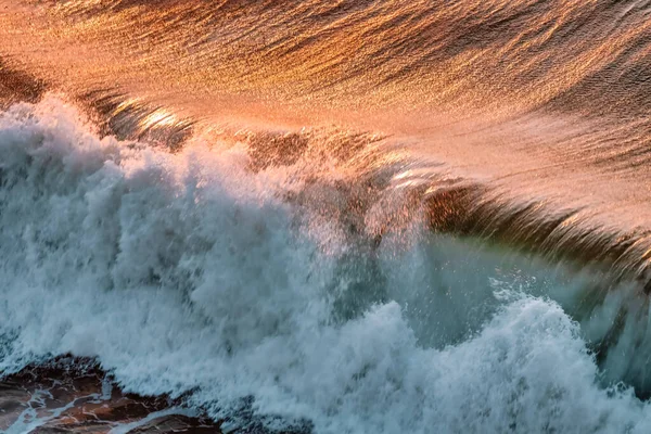 Sea Wave Golden Sunset Reflection Ειρηνικός Ωκεανός Καλιφόρνια Ηπα Κοντινό — Φωτογραφία Αρχείου