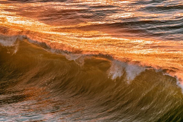 Sea Wave Golden Sunset Reflection Pacific Ocean California Usa Close — Stock Photo, Image