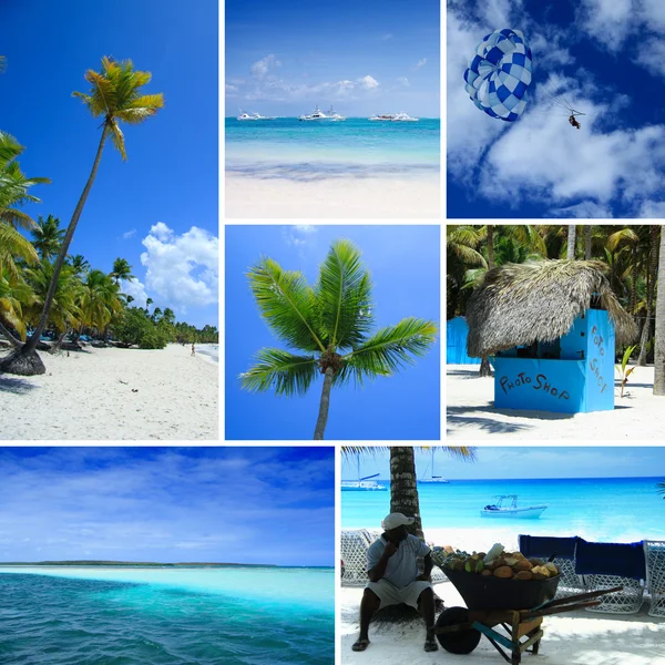 Dominikai Köztársaság, kép gyűjtemény, strand és a tenger gyűjtemény, kiváló minőségű kollázs, kollázs beach, nyári kollázs, kollázs utazás — Stock Fotó